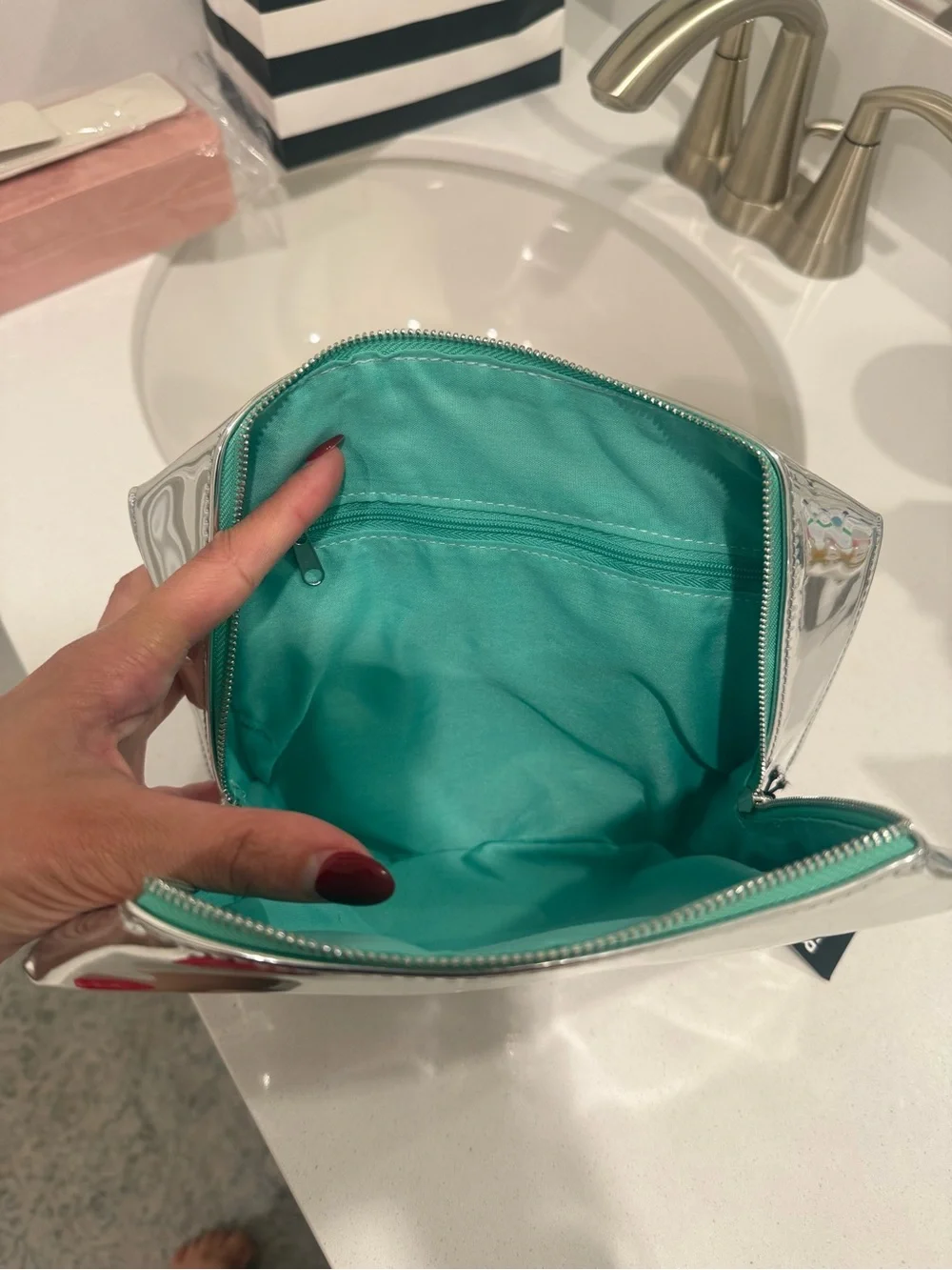Silver Make Up Forever Cosmetic Pouch